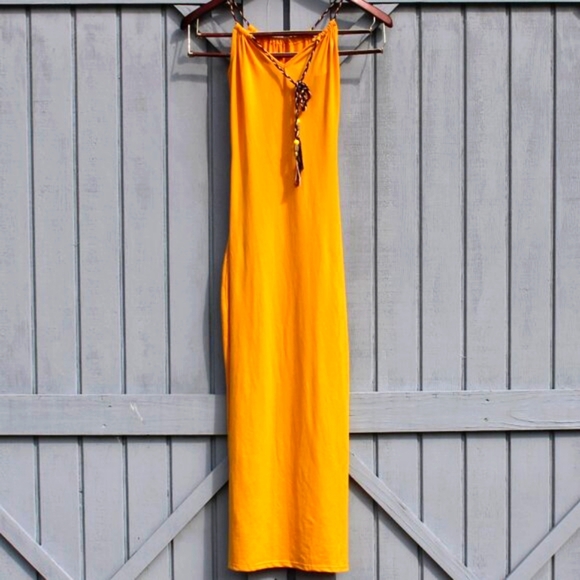 Beautiful Handmade Yellow Maxi Dress โ One Size โ Braided Strap Detail - Picture 1 of 8